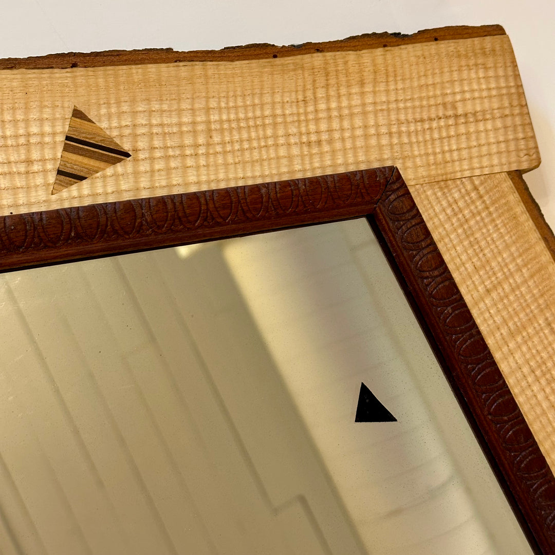 Large Wooden Mirror Quilted Ash