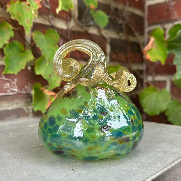 Small Glass Pumpkin Green + Blue