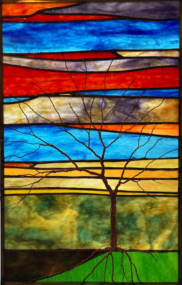 Stained Glass Wired Tree Panel
