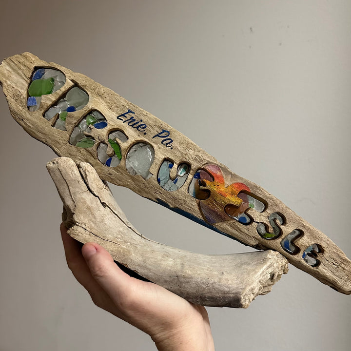 Driftwood + Beach Glass Presque Isle Stand Large