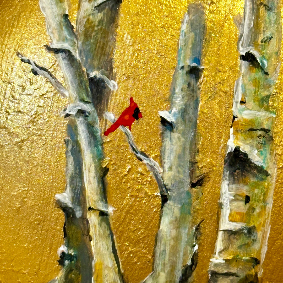Cardinal + Birches Hand Painted Ornament