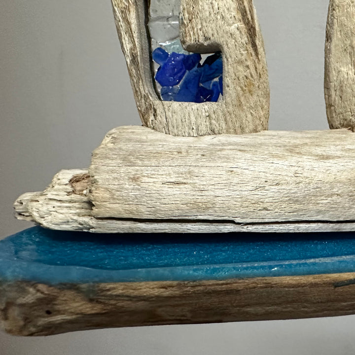 Driftwood + Beach Glass L❤️VE Resin Lake Stand Large