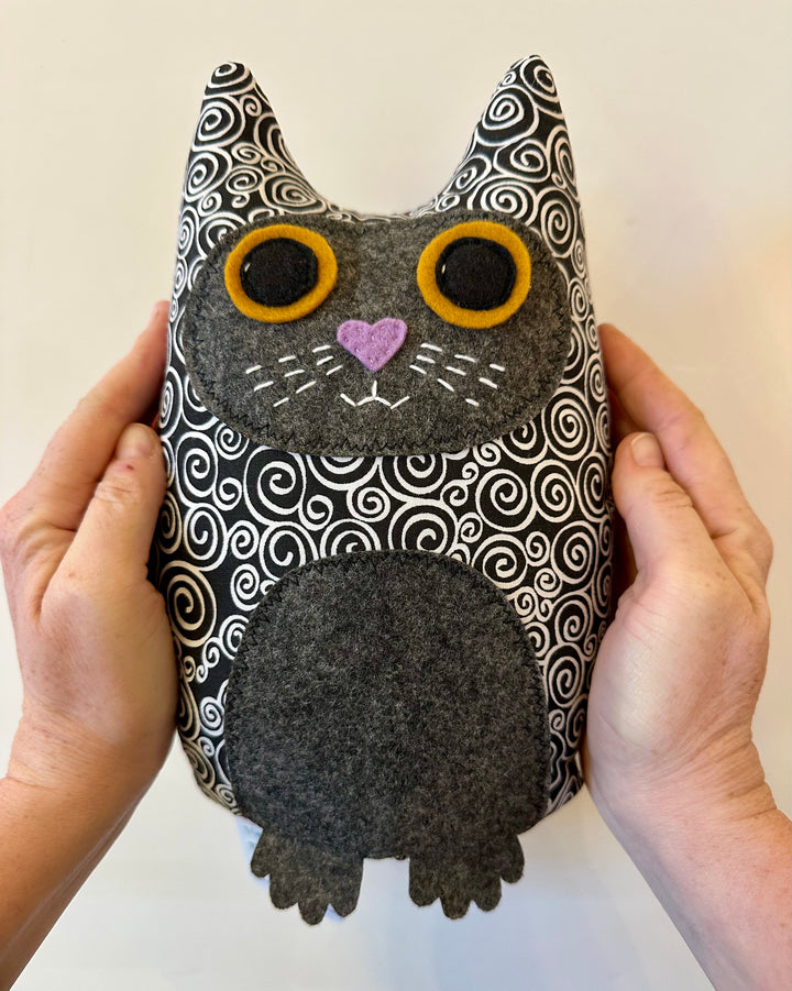 Plush Cat Black Swirl