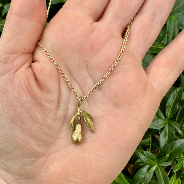 Golden Pear Pendant Necklace