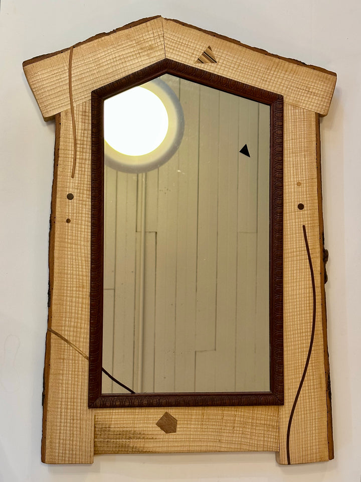 Large Wooden Mirror Quilted Ash