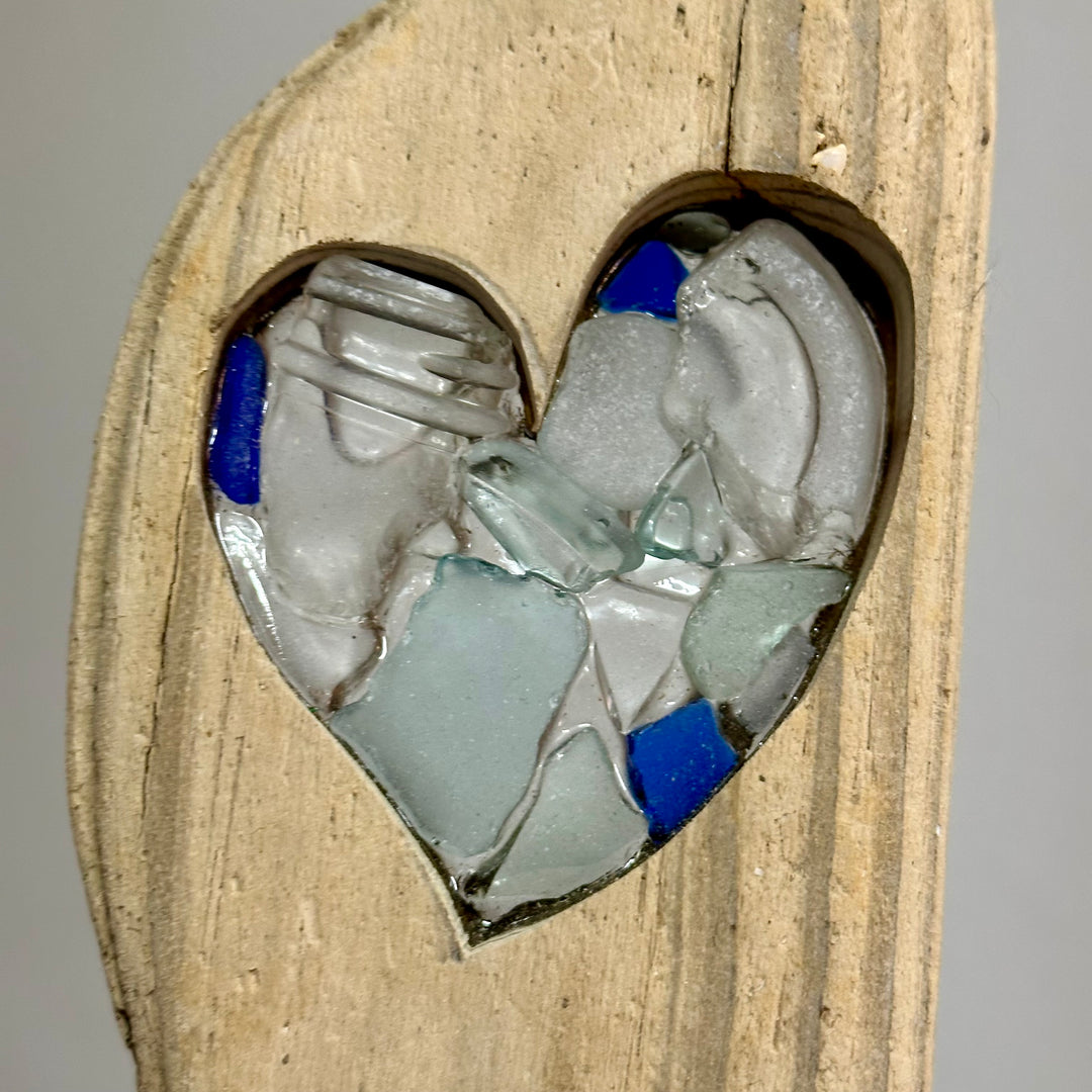 Driftwood + Beach Glass Love Boat