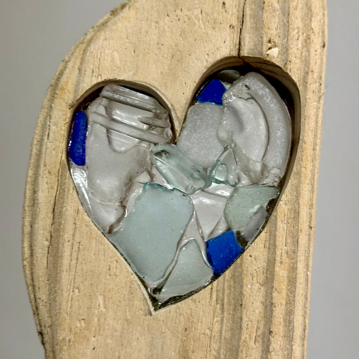 Driftwood + Beach Glass Love Boat