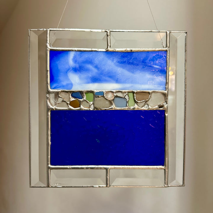 Blue with White + Dark Blue Glass Panel