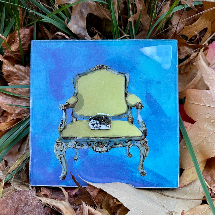 Hedge Hog on Chair Mosaic