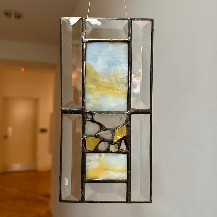 Yellow + White Stained Glass Panel