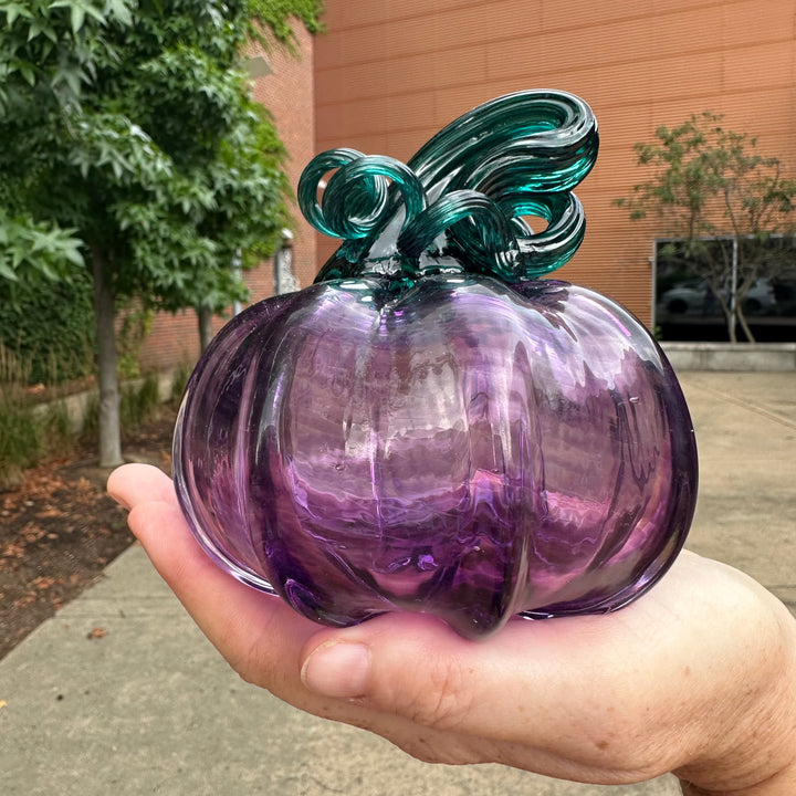 Purple + Teal Glass Pumpkin