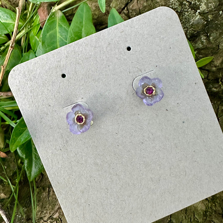 French Bouquet Stud Earrings - Purple
