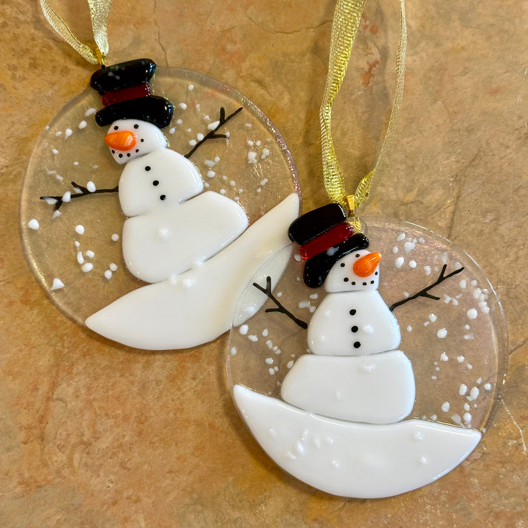 Snowman in a Snow Globe Ornament