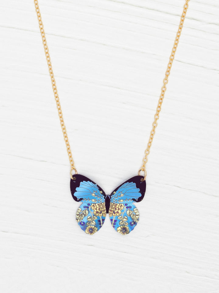 Blooming Butterfly Necklace Blue Radiance