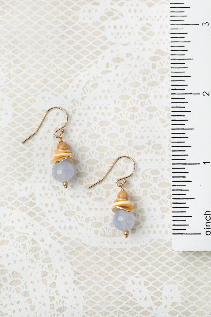 Blue Lace Shell, Jasper Dangle Earrings