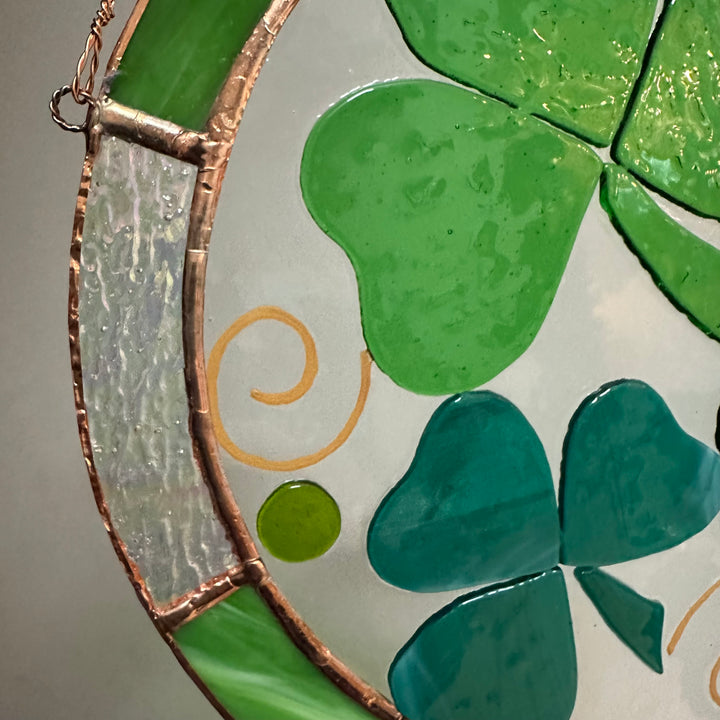 3 Shamrocks Stained Glass Suncatcher