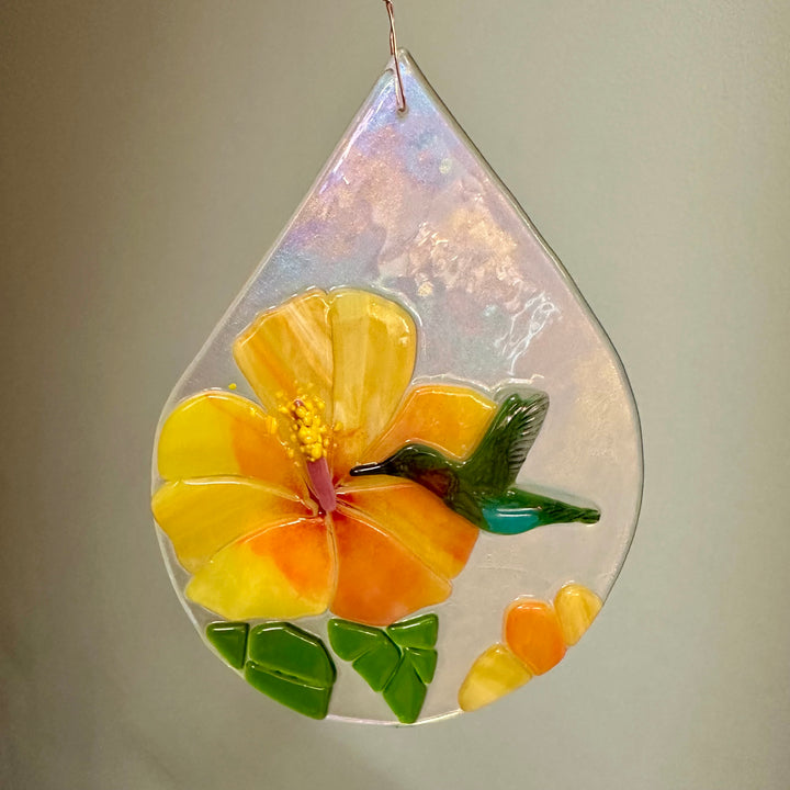 Hummingbird + Hibiscus Suncatcher