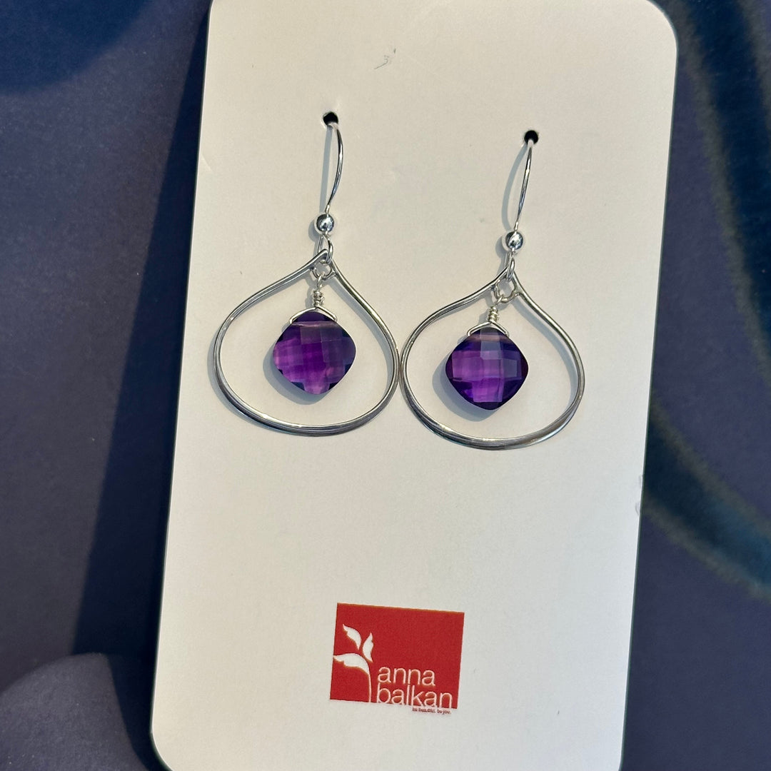 Nina Earrings Silver + Amethyst