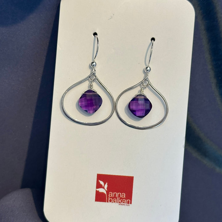 Nina Earrings Silver + Amethyst