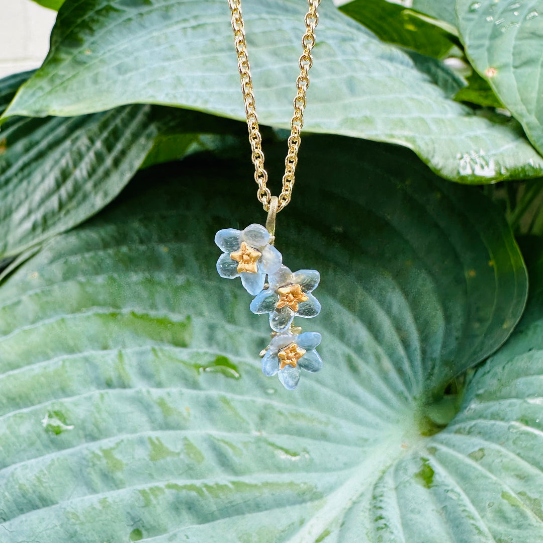 Forget Me Not Triple Flower Pendant Necklace