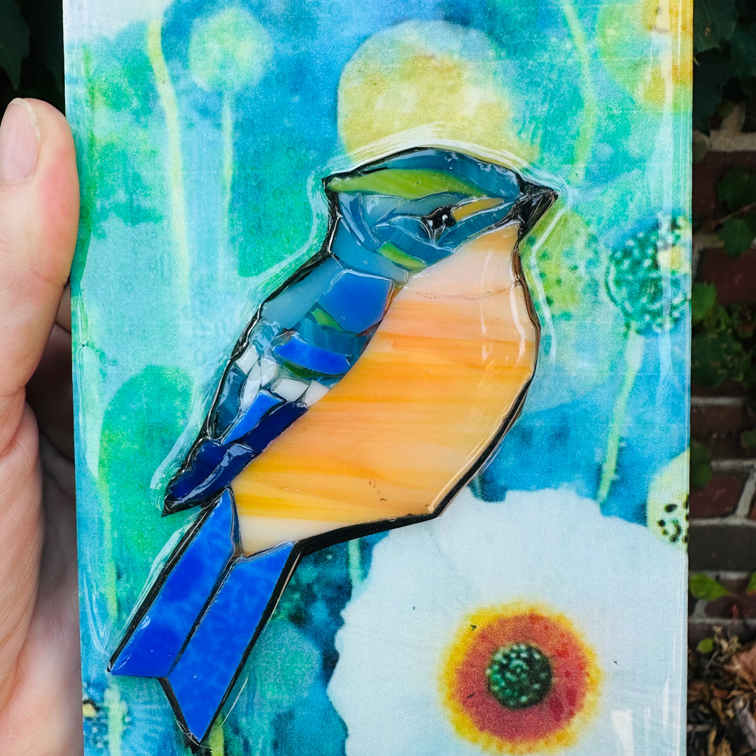 Blue Bird &amp; White Poppies