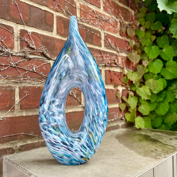 Glass Infinity Sculpture Light Blue