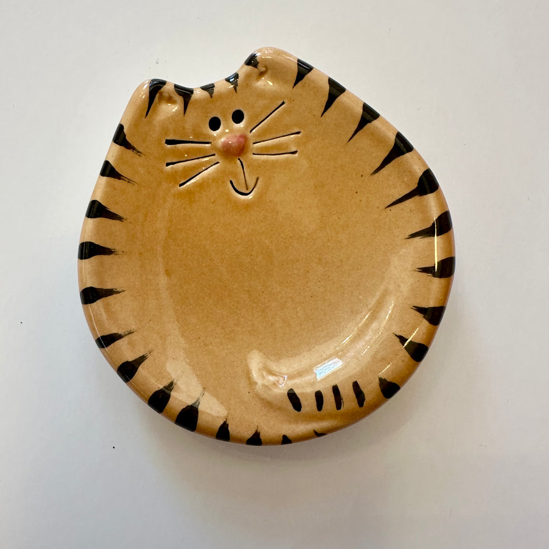 3" Tan Tiger Cat Dish