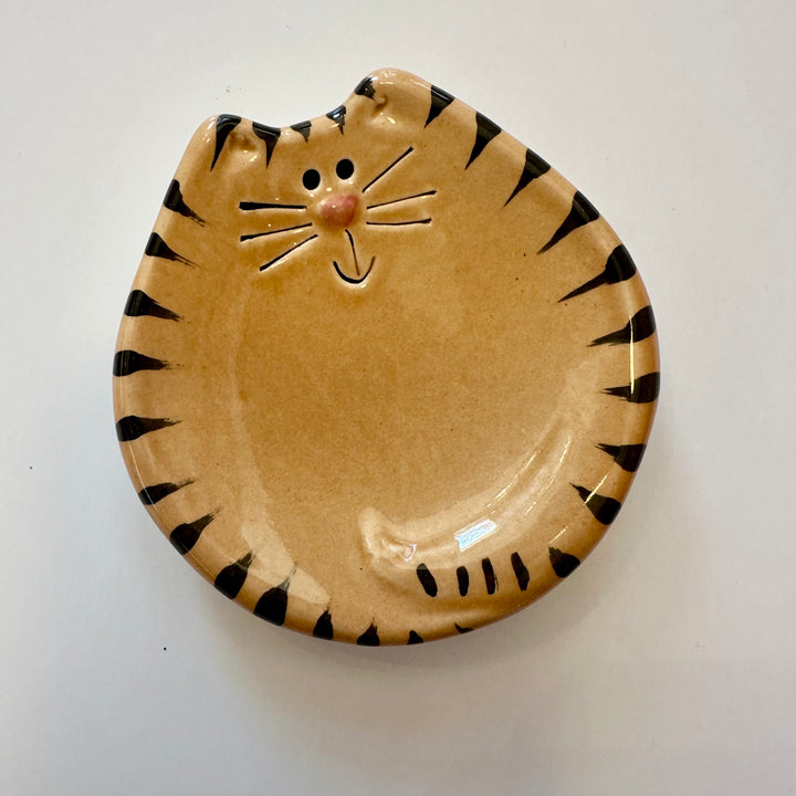 3" Tan Tiger Cat Dish