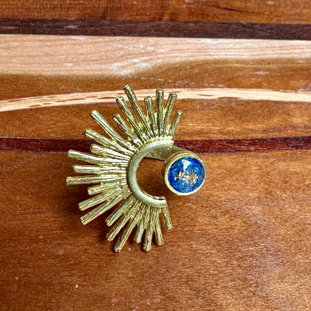 Adjustable Brass Starburst Ring