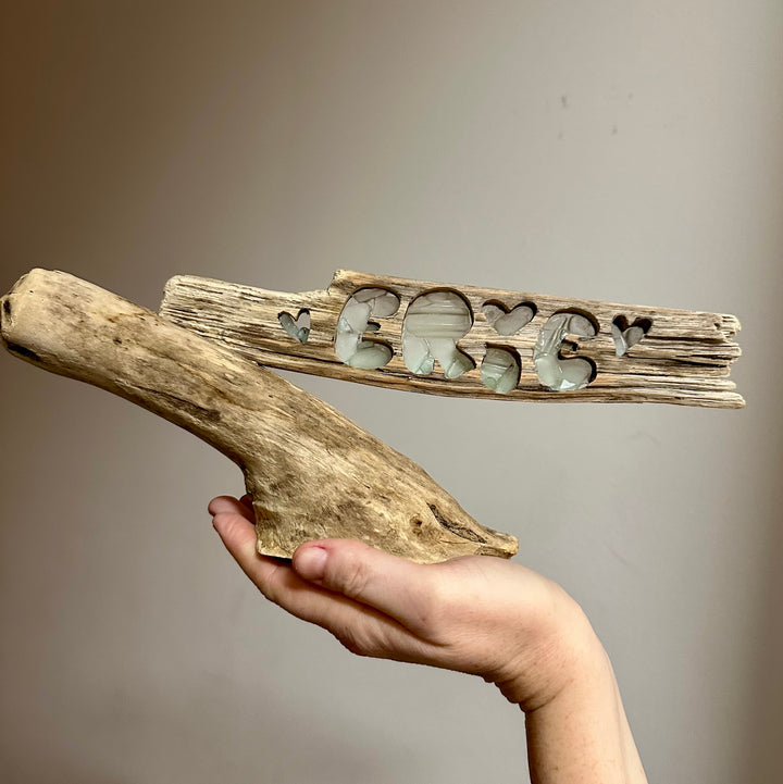 Driftwood + Beach Glass Floating Erie Stand Large