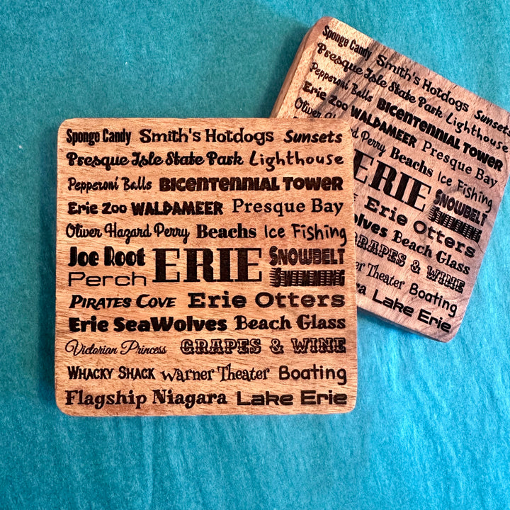 Coasters ERIE Words Set with Caddy