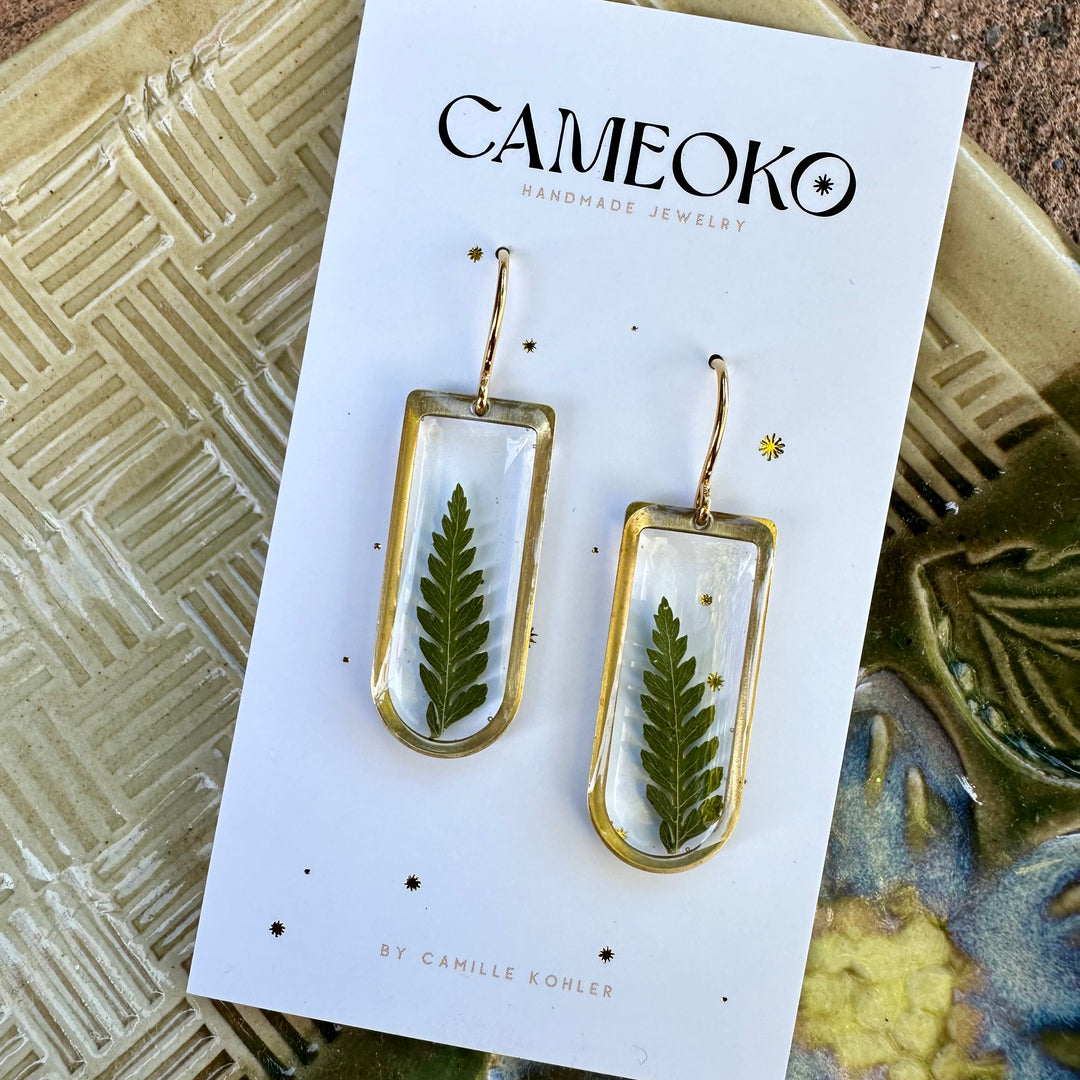 Preserved Botanical Earrings Rounded Rectangle