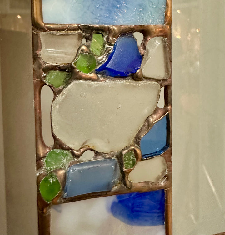 Blue + White + Green Glass Panel Copper