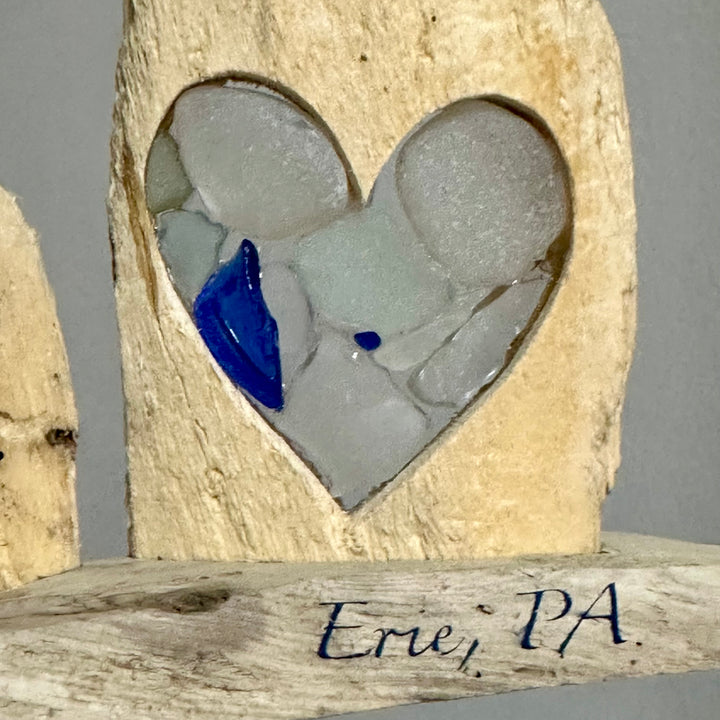 Driftwood + Beach Glass Two Hearts Erie, PA