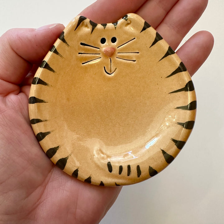 3" Tan Tiger Cat Dish