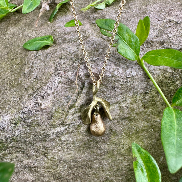Golden Pear Pendant Necklace