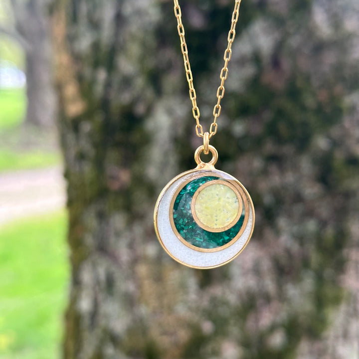The Spiral Gemstone Inlay Necklace : Malachite