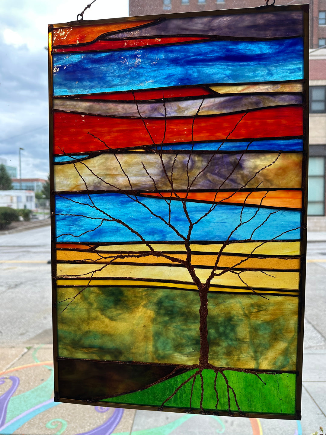 Stained Glass Wired Tree Panel