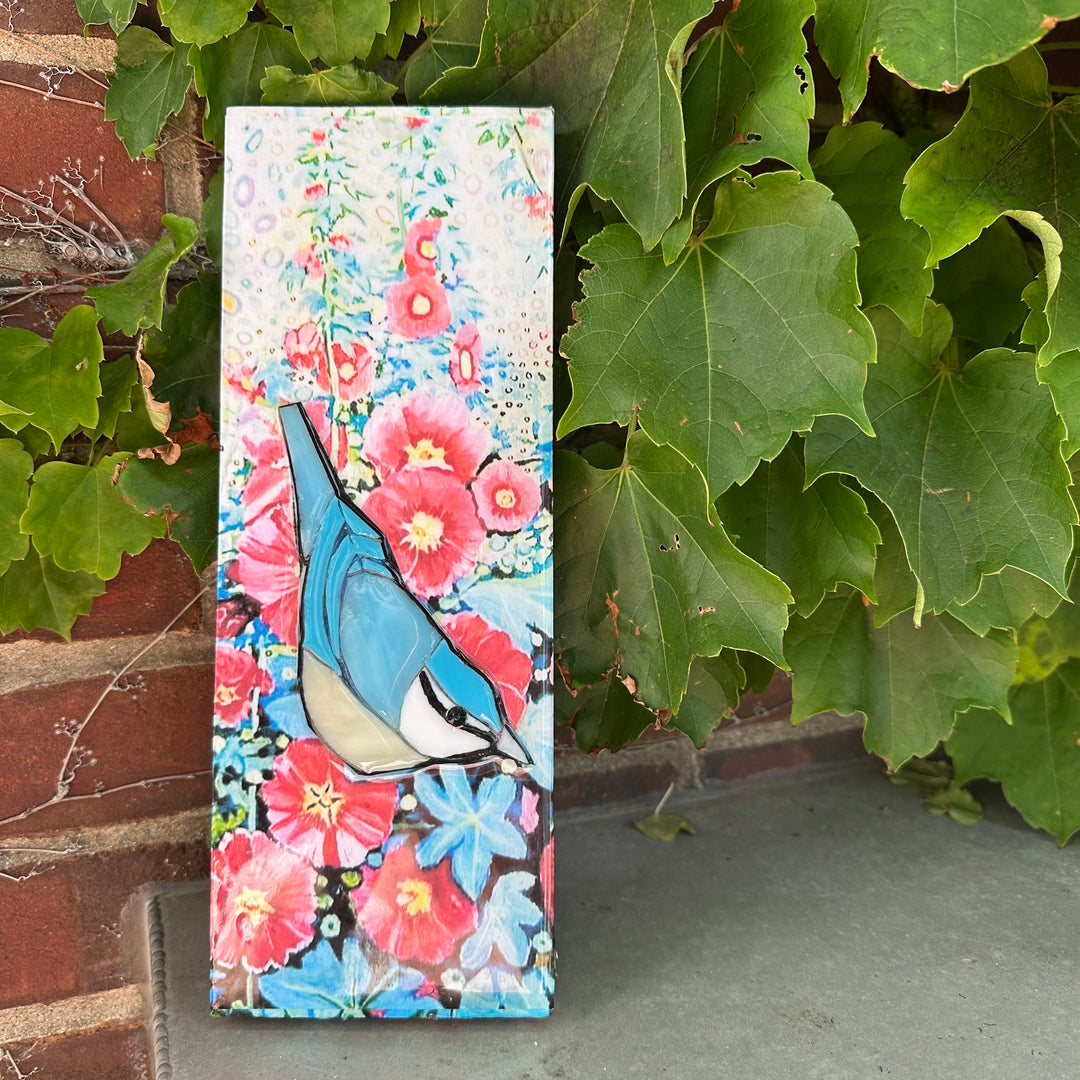 Nuthatch Blue + Red Floral Mosaic