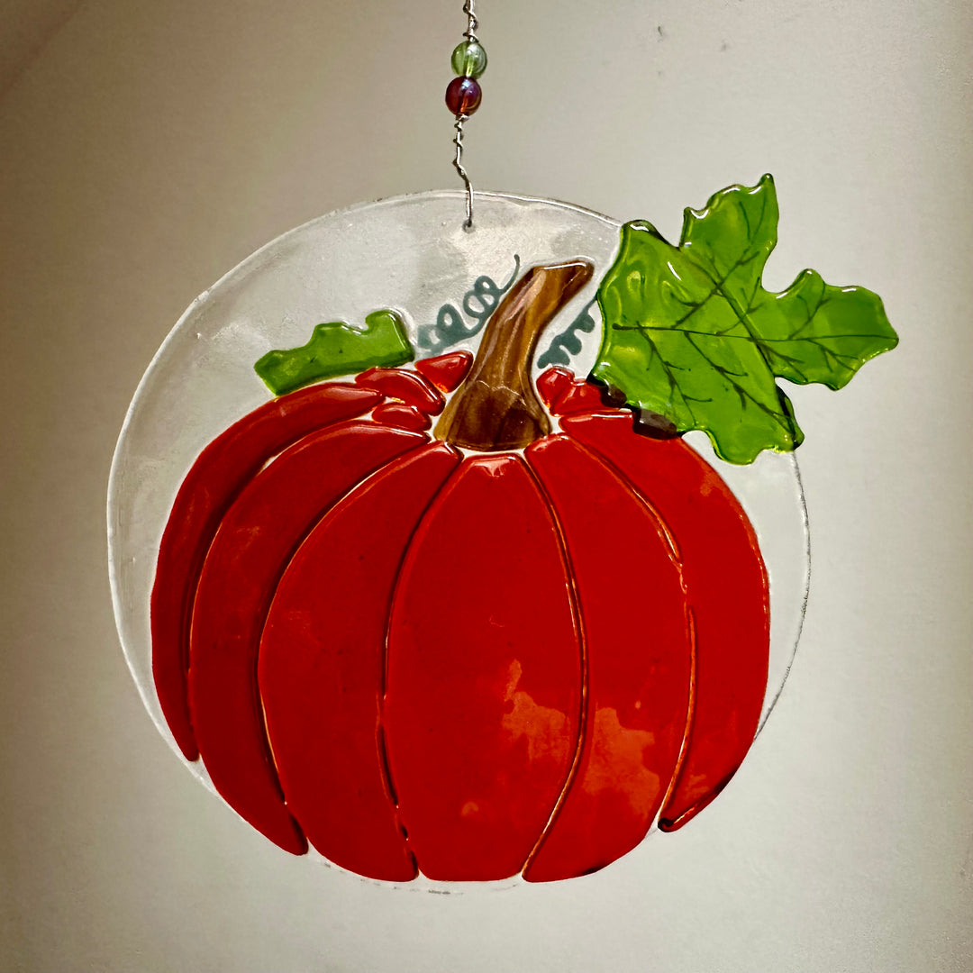 Pumpkin Fused Glass Suncatcher