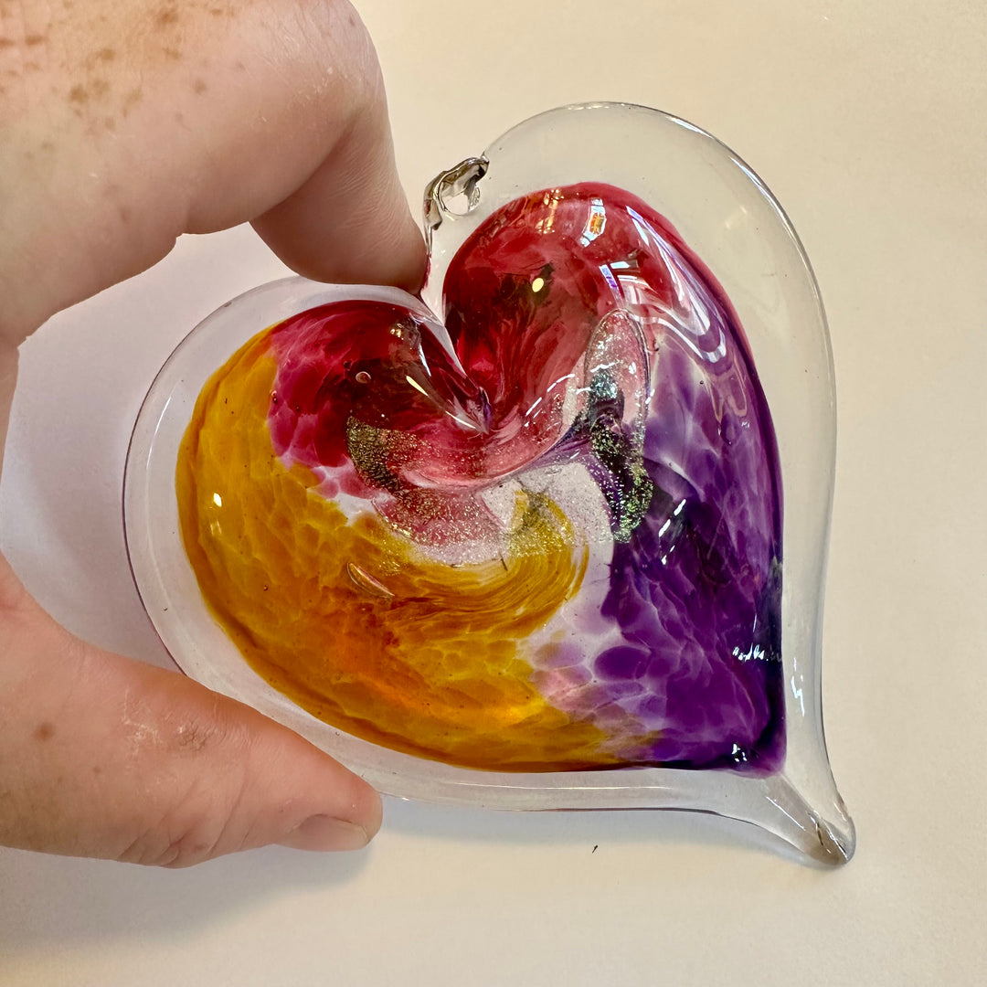 Medium Glass Heart - Pink + Violet