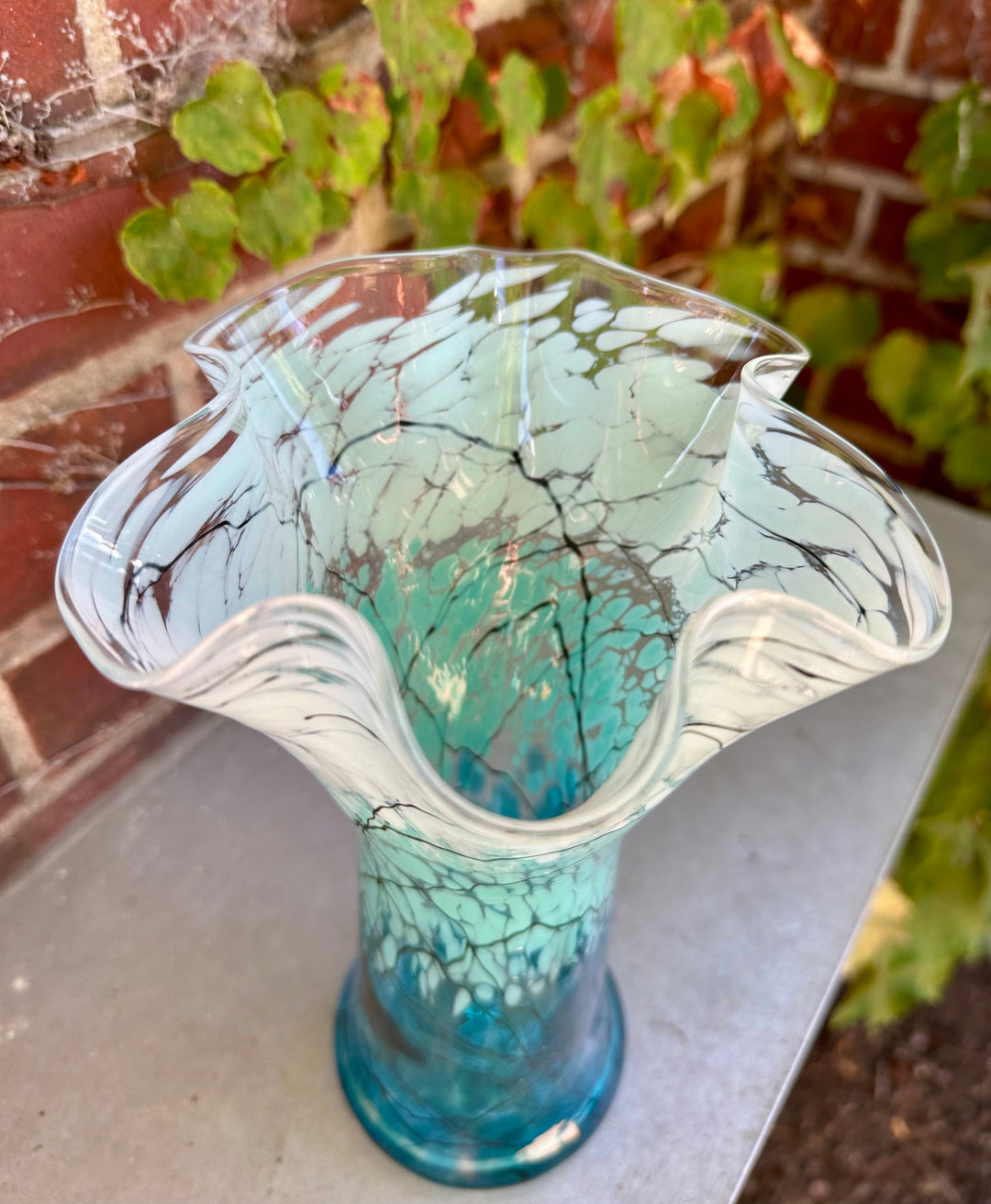Lightning Vase Aqua Fluted Tall