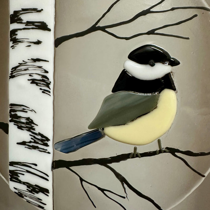 Chickadee + Birch Glass Suncatcher