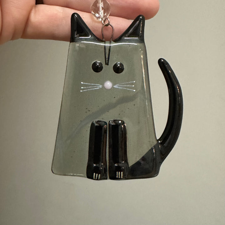 Grey Fat Cat Ornament