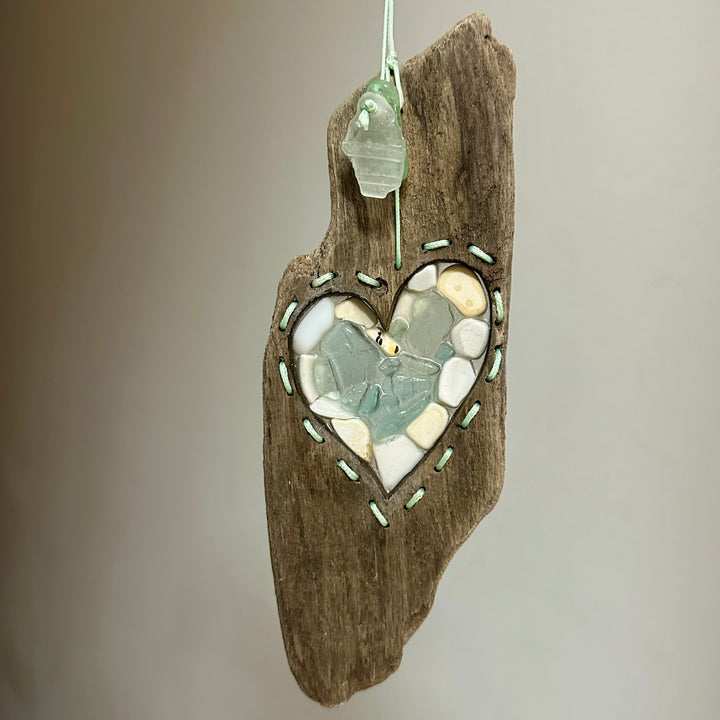 Driftwood Heart Wall Hanging - Teal Thread