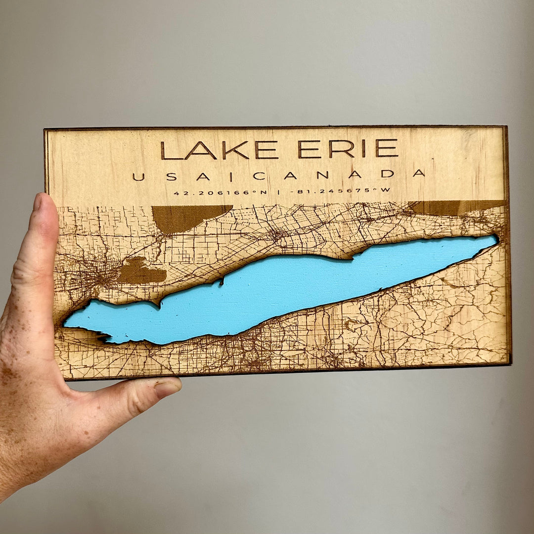 Lake Erie Map Small - Light Blue