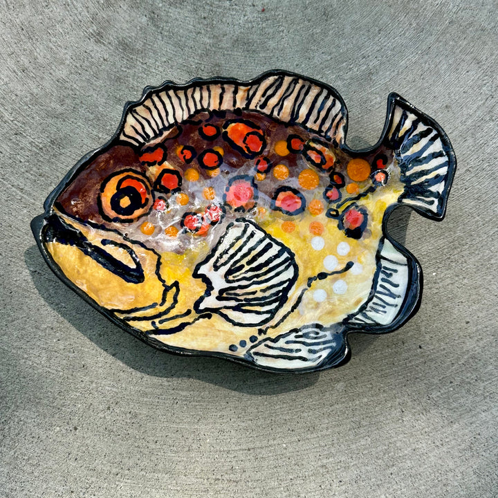 Fish Dish Small Orange + Brown