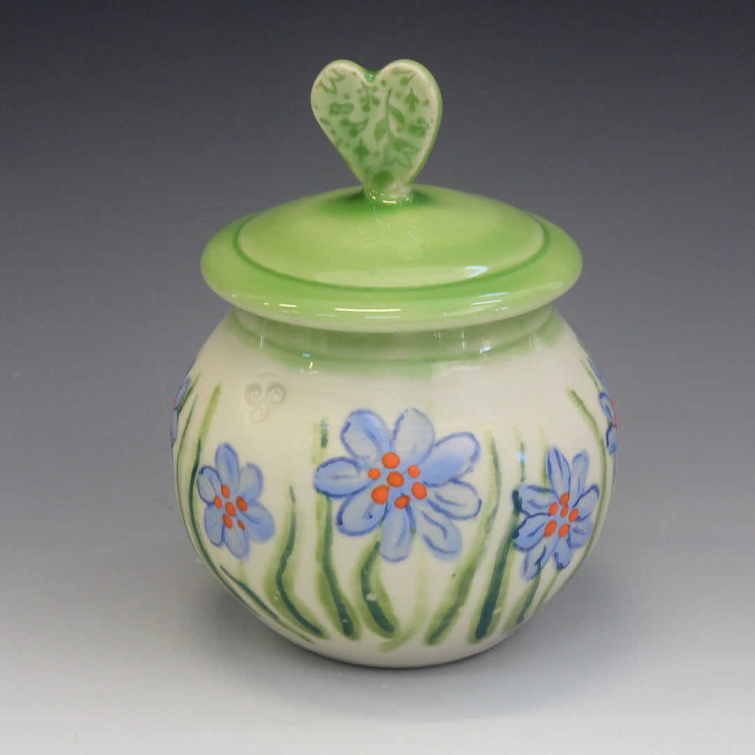 Small Lidded Jar Blue Flower
