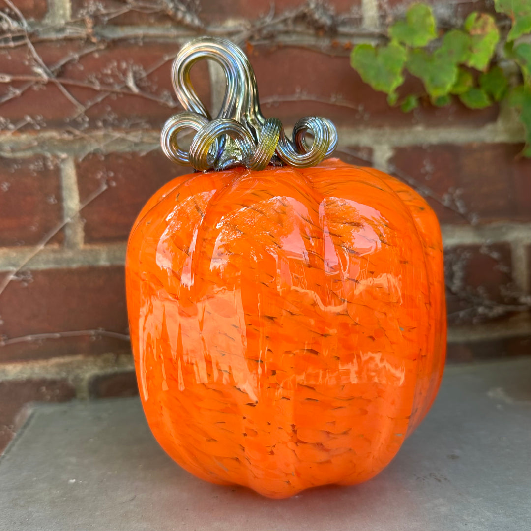 Medium Orange Glass Pumpkin