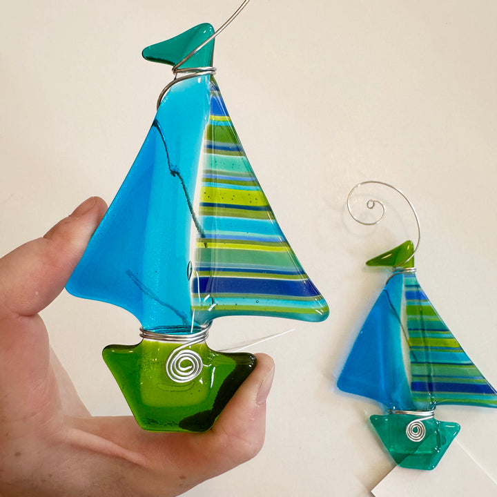 Blue Green Sailboat Small